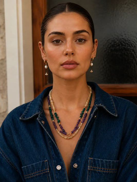 COLLIER TRIO CITRINE & AMÉTHYSTE