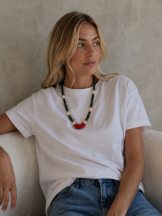 COLLIER MALACHITE & CORAIL