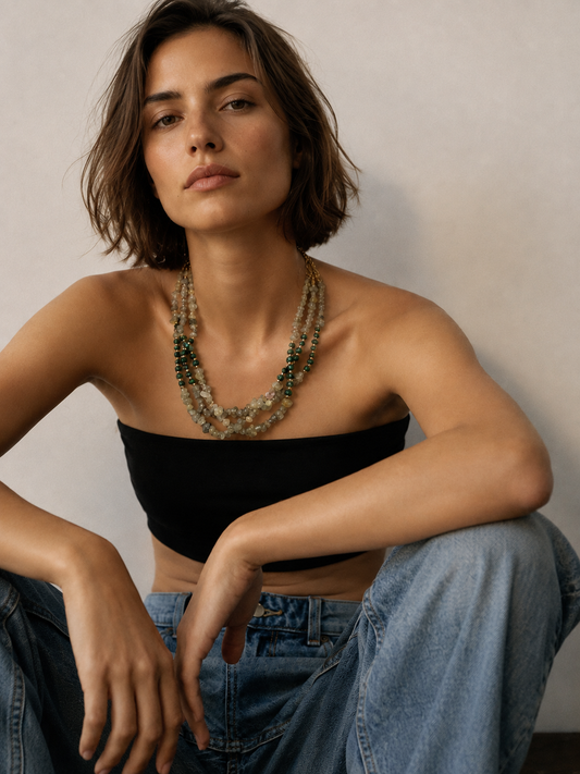COLLIER PRÉHNITE & MALACHITE